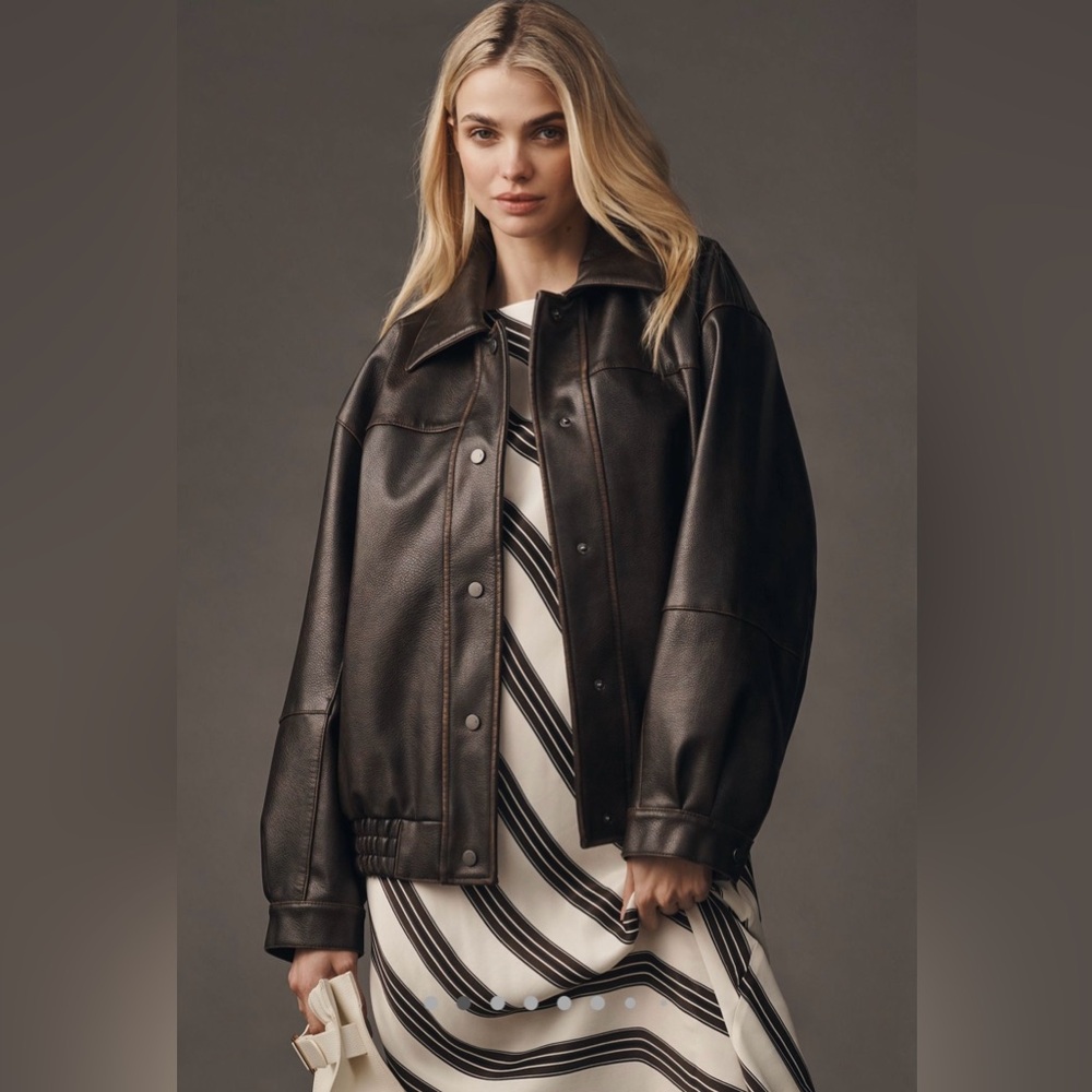Pilcro Oversized Washed Faux Leather Jacket